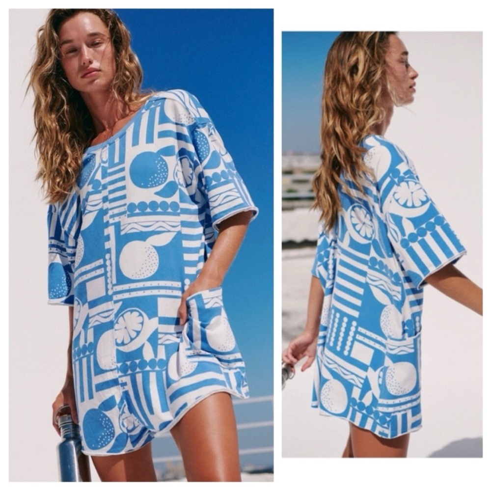 FREE PEOPLE FP Movement Hot Shot Printed Tee Romper NWT - Picture 2 of 5